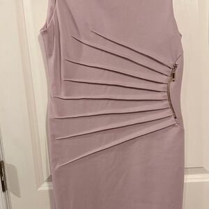 Ivanka Trump Dusty Mauve Pleated Sheath Dress with Gold Zip